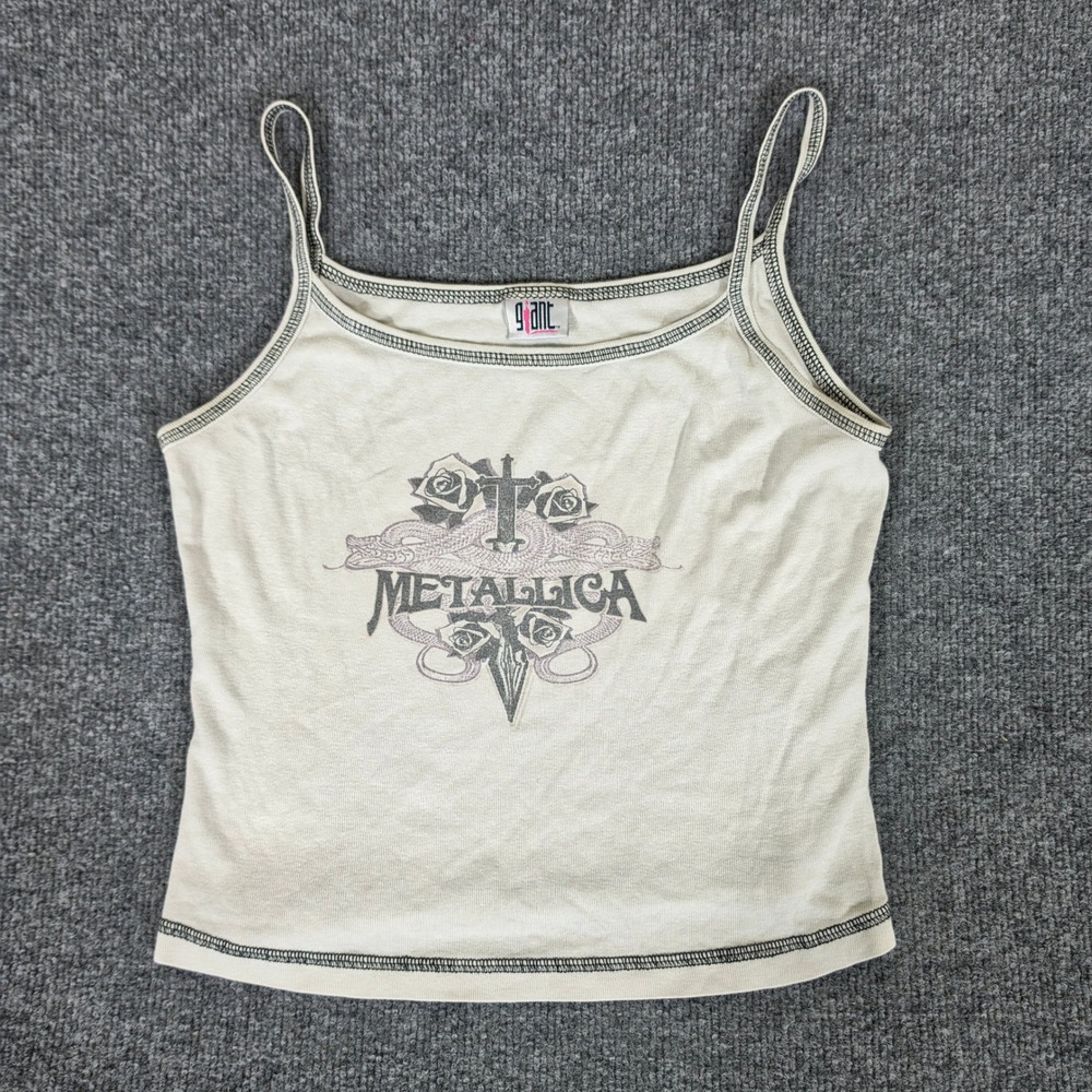 Rare Vintage Giant Metallica Cami Tank Top Cream Y2K Band Tee USA Made S/M